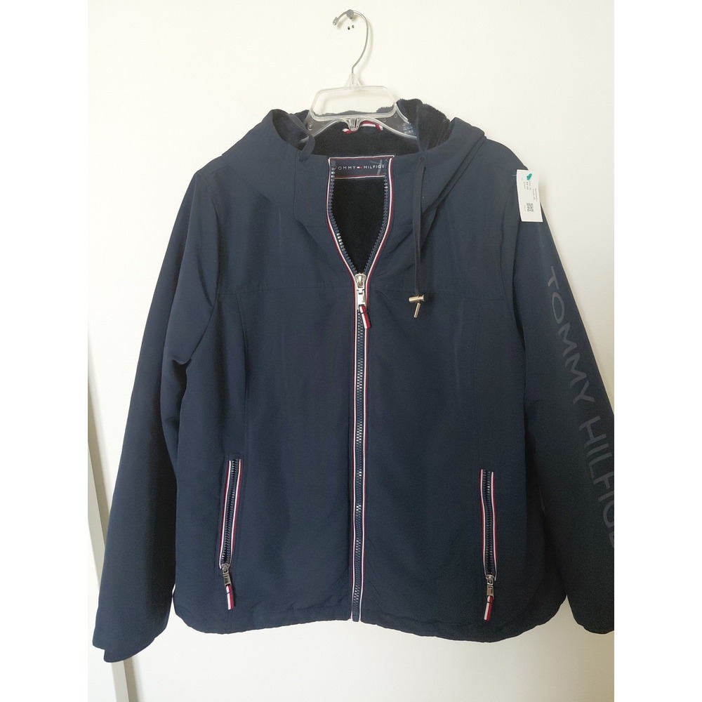 Tommy Hilfiger Women's Navy Softshell Fur Lined Jacket - Size XL NWOT